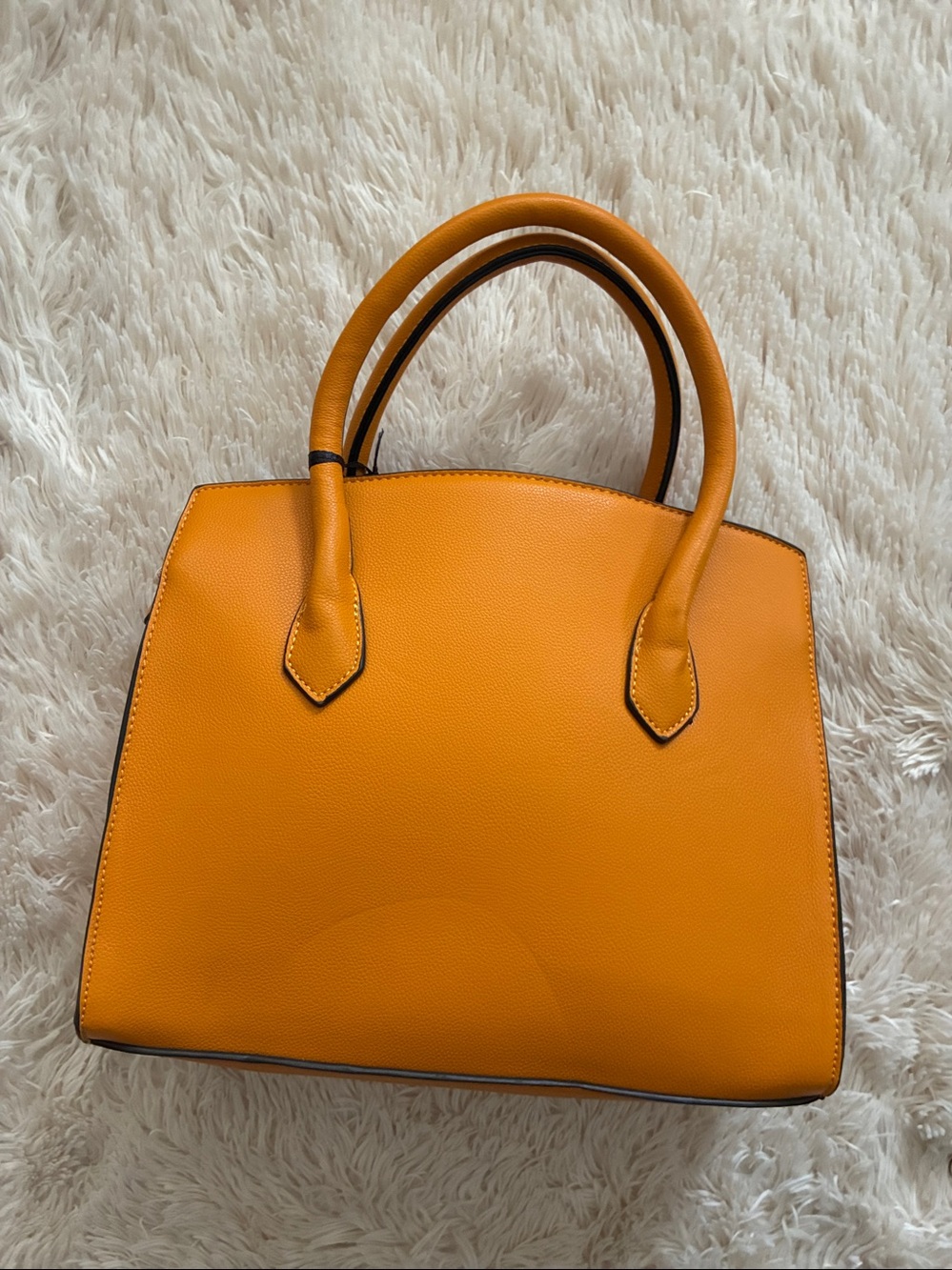 La Terre Fashion Mustard Satchel with Snake-Print Flap - Picture 2 of 4